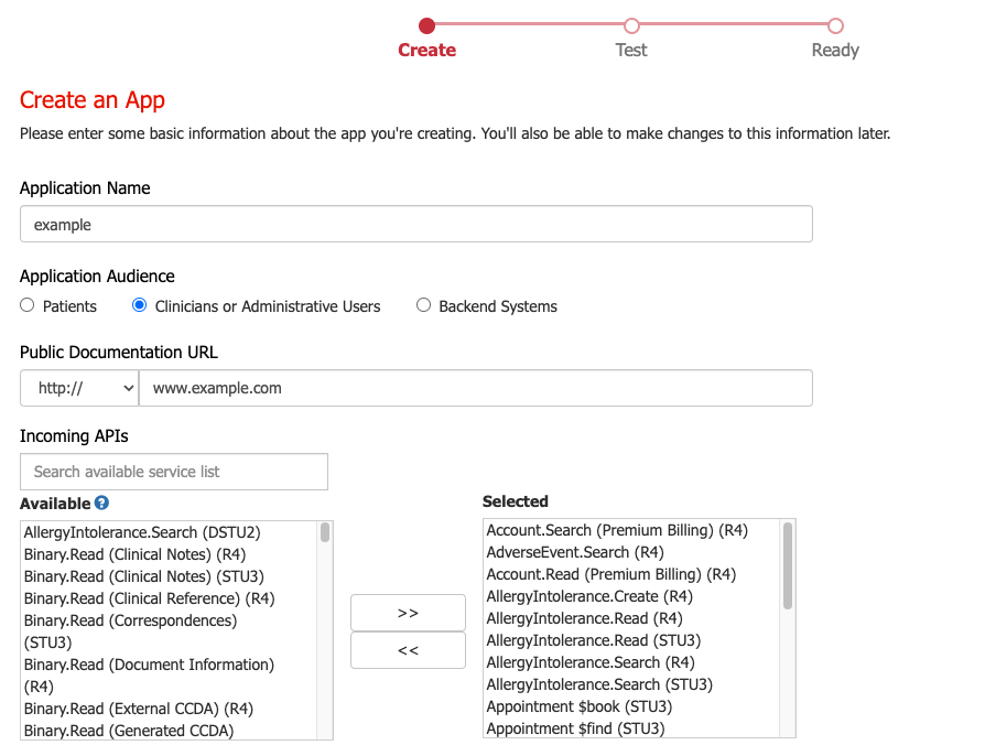 Configure Epic application